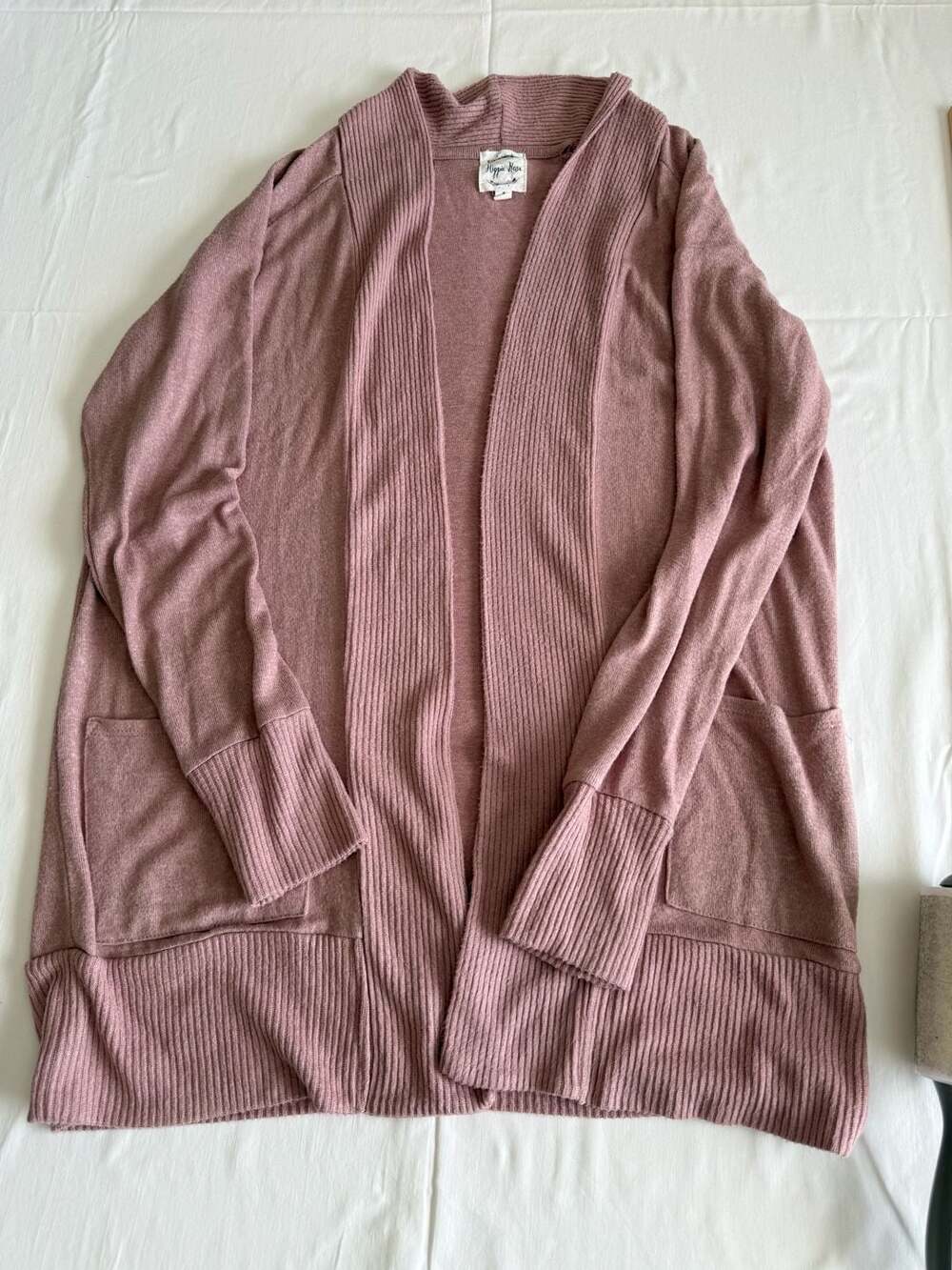 Hippie Rose Open Front Cardigan Sz S Dusty Pink  Ribbed cottagedcore whimsical